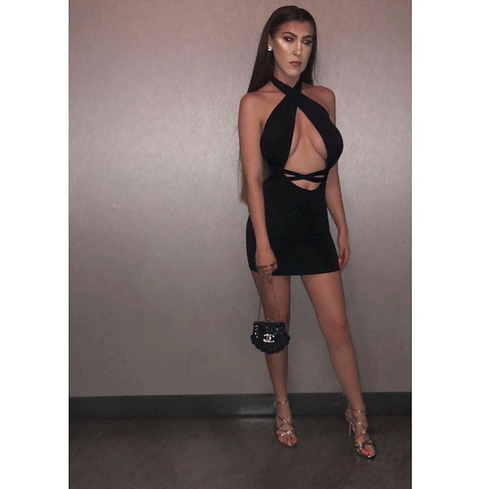 Black pretty little thing strappy cross dress